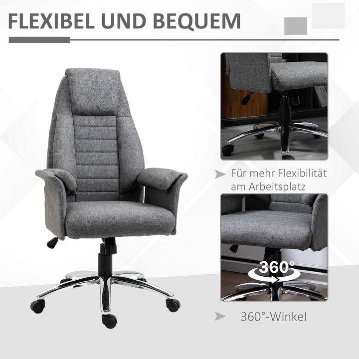 Executive chair, højdejusterbar, 5 hjul, ergonomisk form, 68 cm x 69 cm x 126 cm, grå