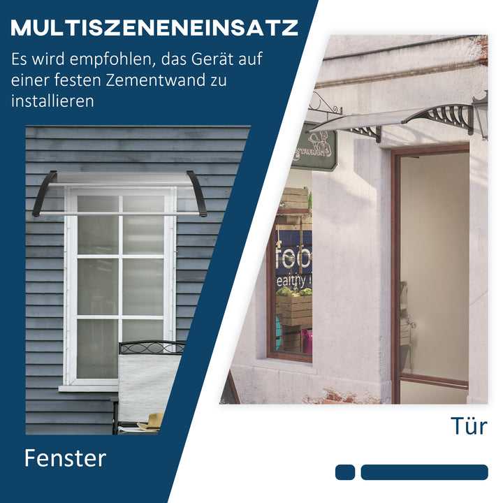 Baldakin til hoveddør/vindue, vejrbestandig, transparent, aluminium/polycarbonat, 103 x 96,5 x 27 cm, sort