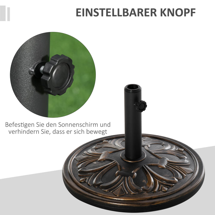 Parasolfod 13 kg, paraplystativ til paraplystænger med en diameter på 35 mm/38 mm/48 mm, paraplyholder til have, balkon, antik bronze