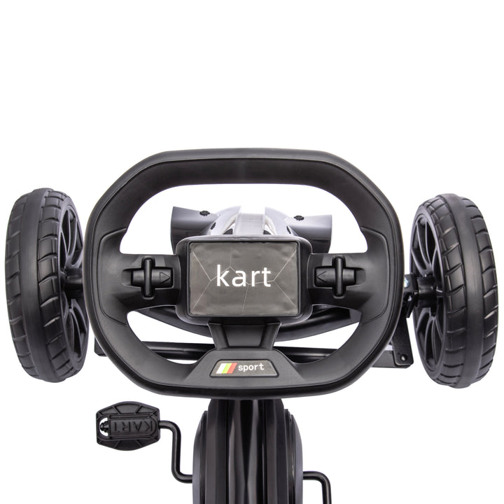 Gokart, børnekøretøj med justerbart sæde, pedalbil, pedalbil med håndbremse, 3-8 år, udendørs, sort