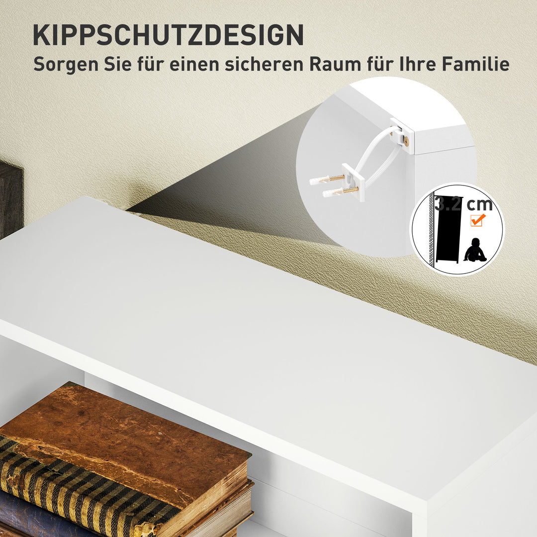 Bogreol, 6 rum, justerbare hylder, spånplade, 60 x 24 x 158,5 cm, hvid