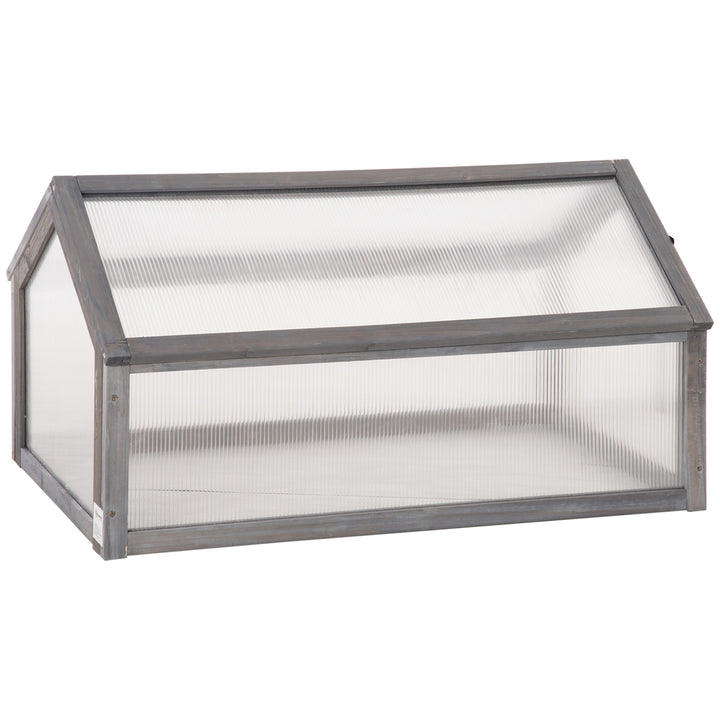 Mini-drivhus med polycarbonatpaneler og ventilationshul, 90 x 52 x 50 cm, grå