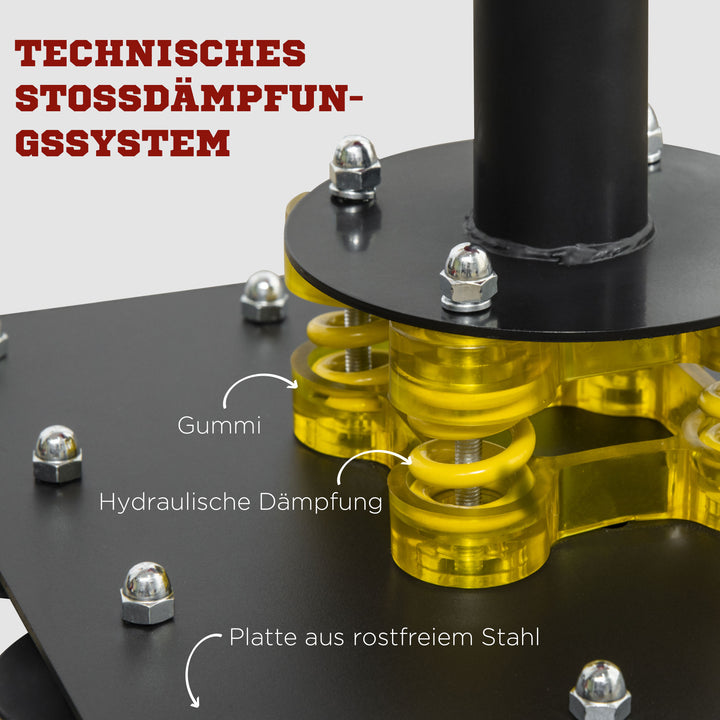 Boksestativ, to speedballs, roterende boksestang, sparkpude, højdejusterbar, stål, 107 x 36 x 140-205 cm