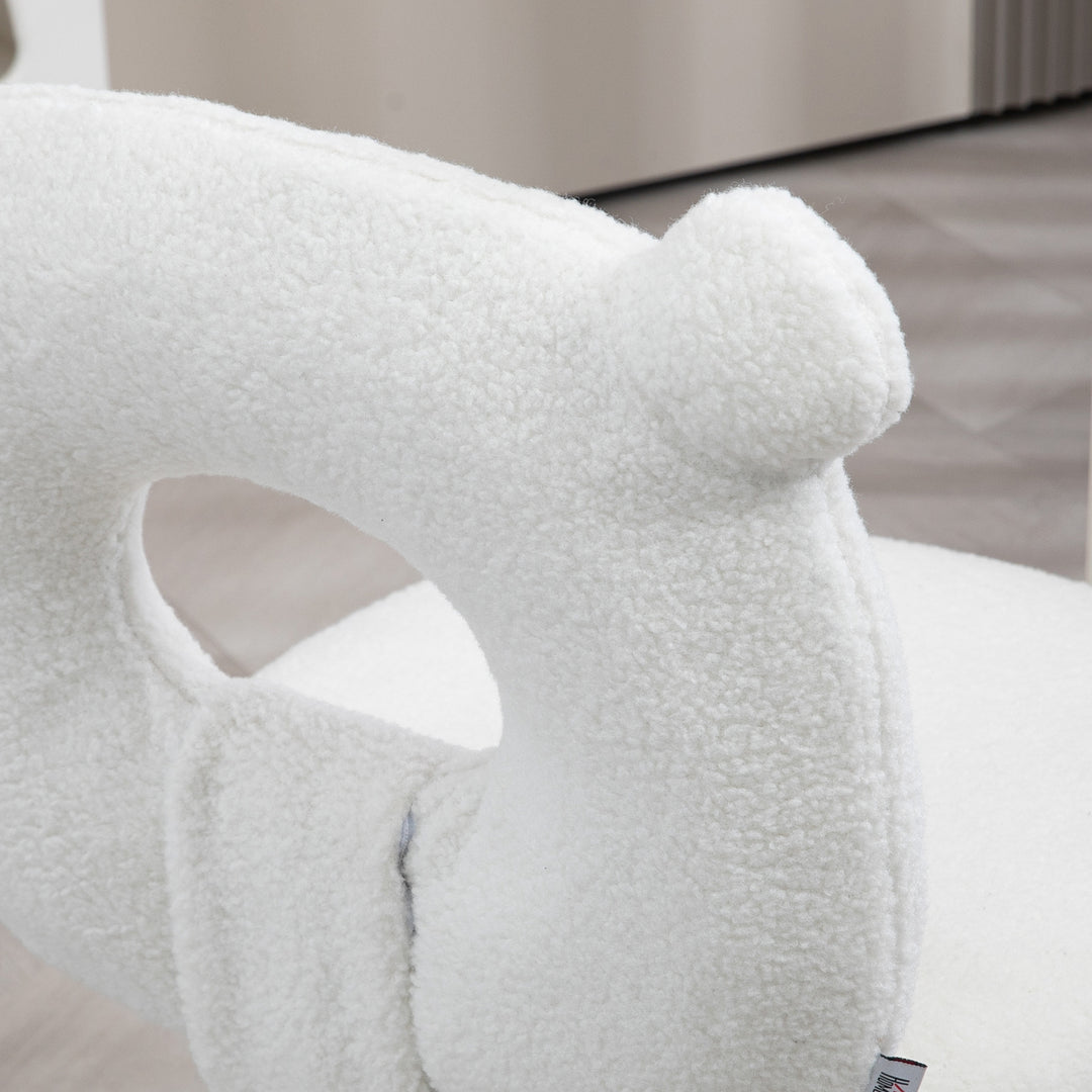 Kontorstol skrivebordsstol, højdejusterbar, teddy pels, 50 cm x 56 cm x 90 cm, hvid