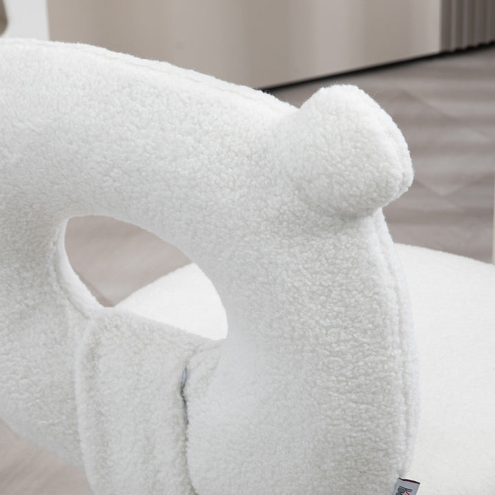 Kontorstol skrivebordsstol, højdejusterbar, teddy pels, 50 cm x 56 cm x 90 cm, hvid