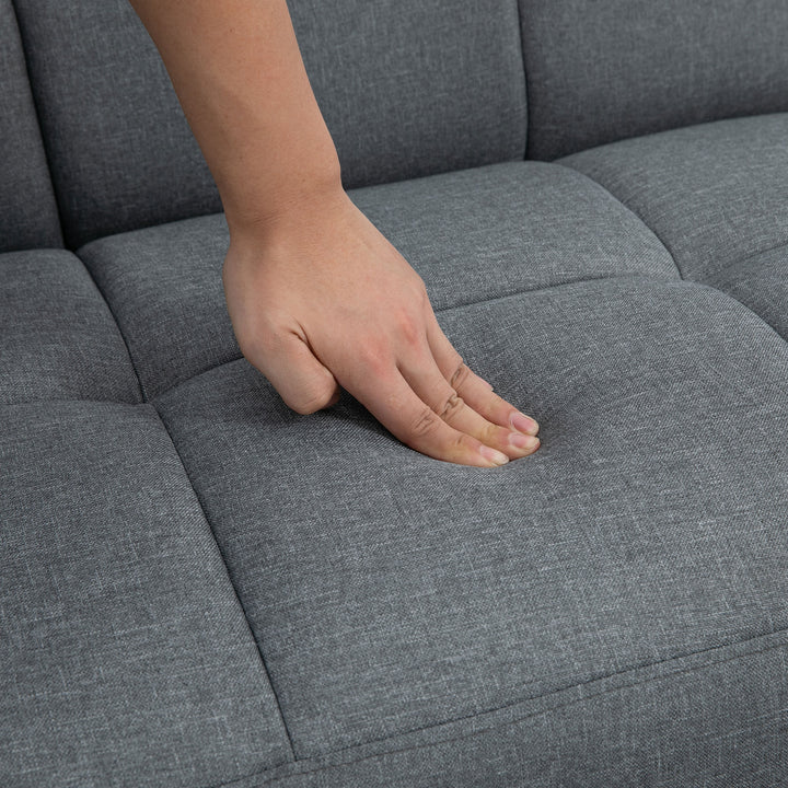 2 I 1 sovesofa 205 x 88 cm sofa med sengefunktion, sofa med siddehynde, hørlook grå