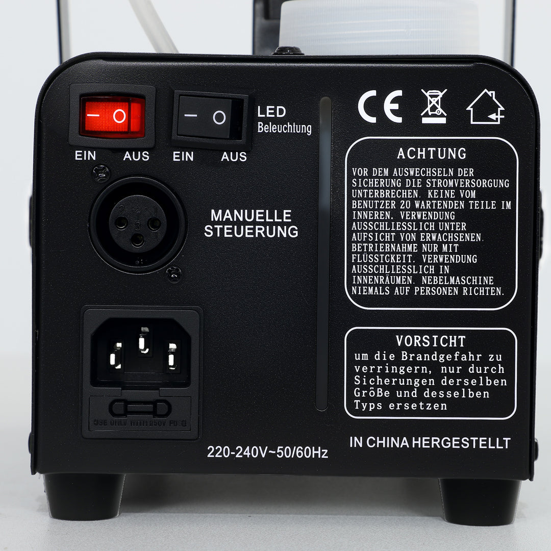 Tågemaskine, fjernbetjeninger, lyseffekter, ophængbar, sort