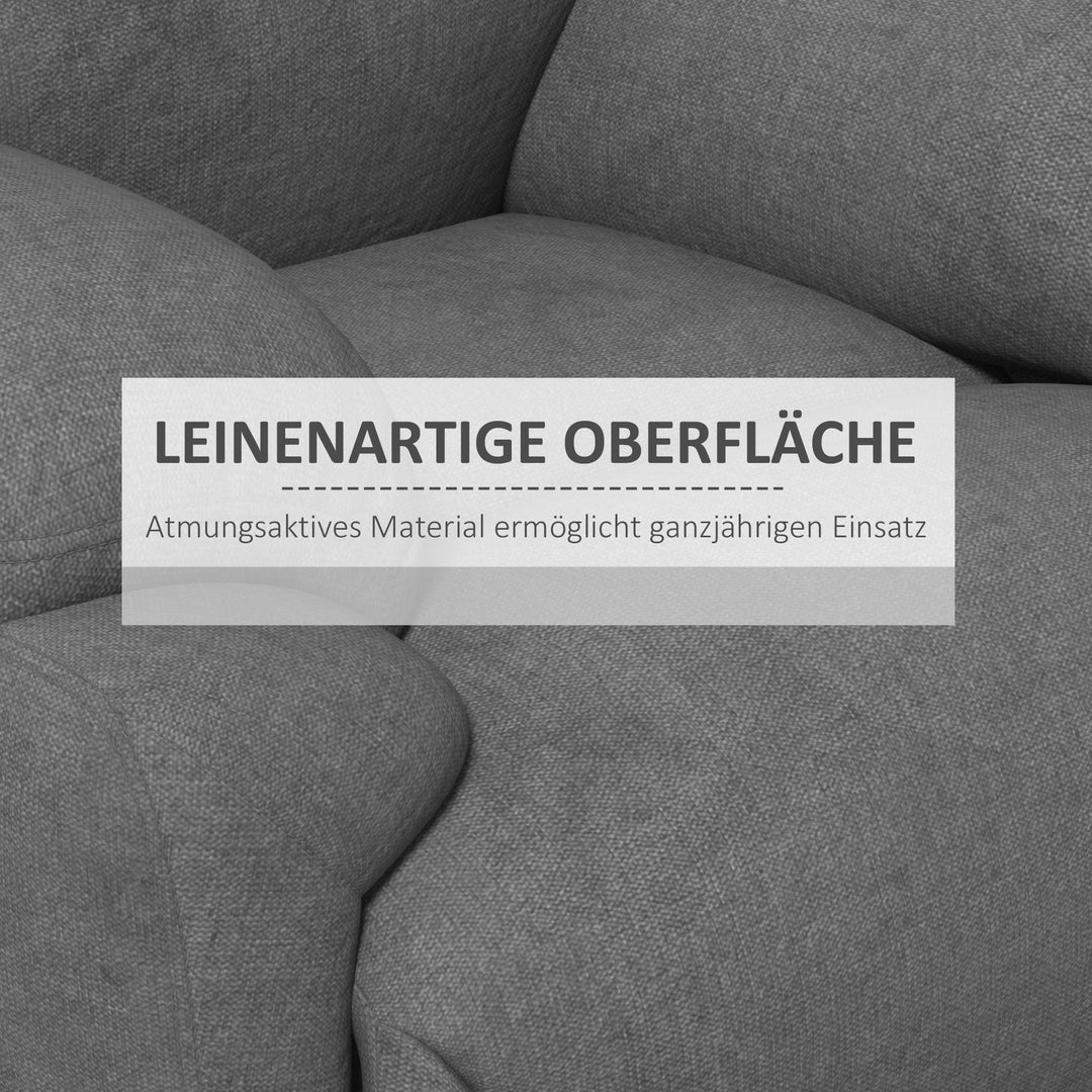 Lænestol tv-stol, lænefunktion hørlook, 93 cm x 88 cm x 102 cm, grå