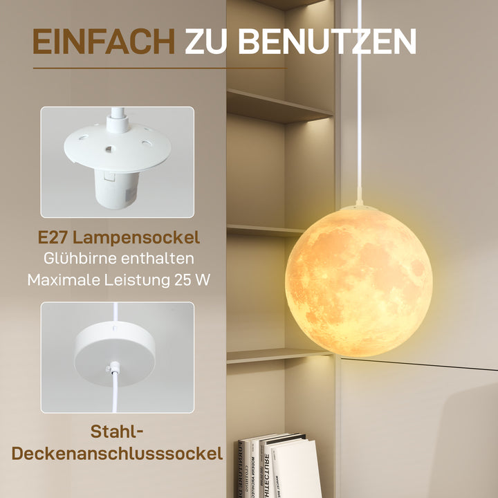 Månelampe, 3d-print, app-styring, musikkompatibel, forskellige lystilstande, hvid