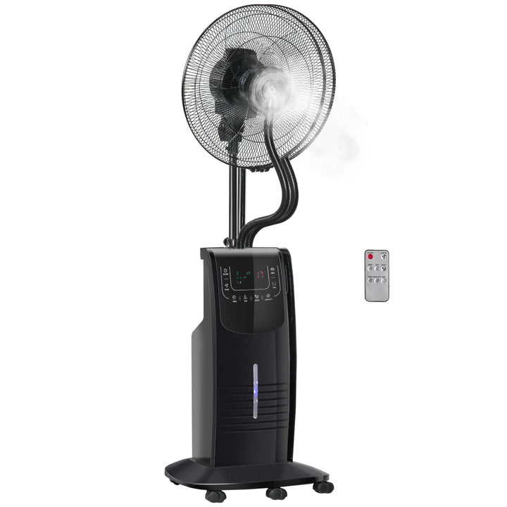 Vandkølet piedestalventilator med dugfunktion, fjernbetjening, oscillerende, timer, 3,1 L vandtank, 3 tilstande, 90 W vandventilator med hjul, 135 cm