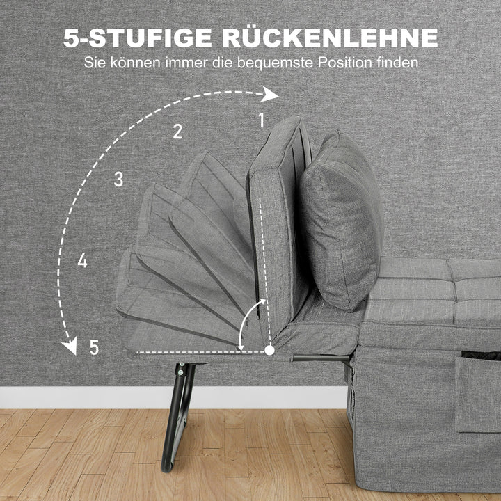 4-I-1 klapseng, gæsteseng, højdejusterbar, madras, sidelommer, metalramme, grå, 188 x 75 x 38 cm