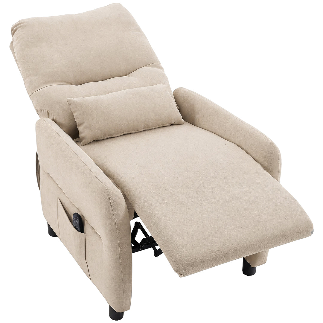 Lænestol med varme, vibrationsmassage og lænefunktion, beige