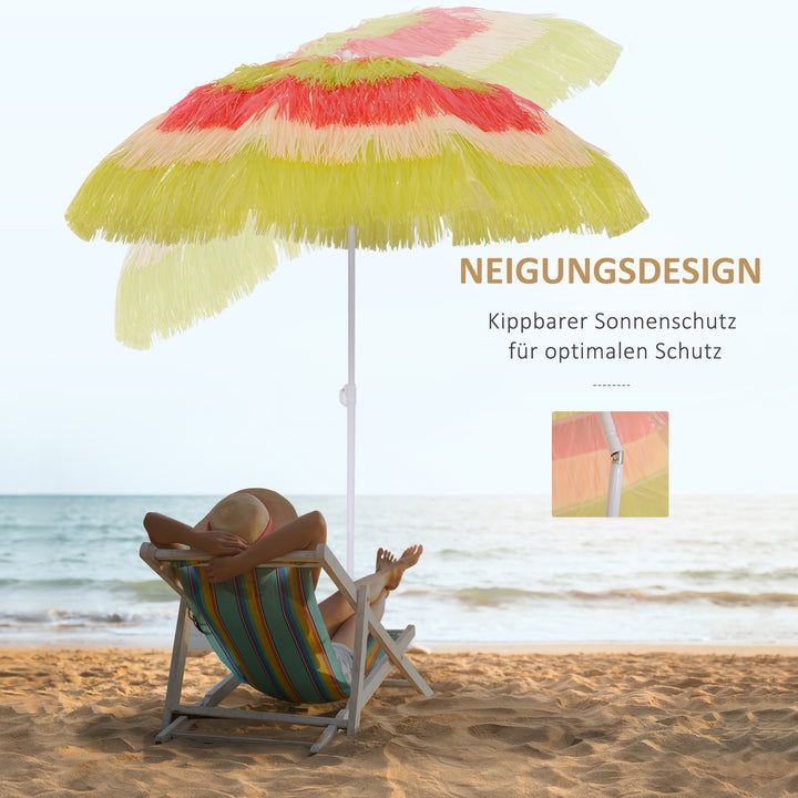 Hawaii-parasol, solskærm, haveparasol, højdejusterbar, vipbar, farverig, Ø160 x 190 cm