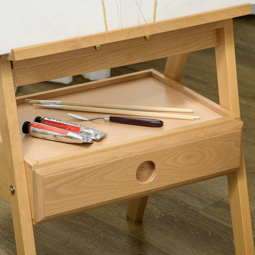 Staffeli, kunstnerstaffeli, højdejusterbart, 1 skuffe, natur + sort