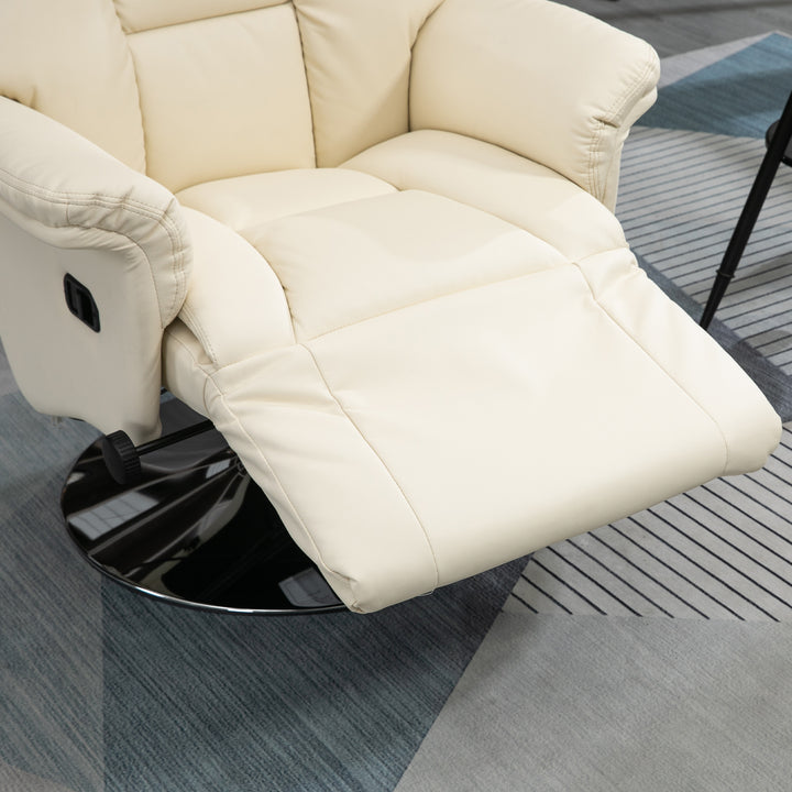 Lænestol med justerbar lænefunktion, læderlook, fodstøtte, op til 150 kg, 78 x 80 x 109 cm, cremefarvet