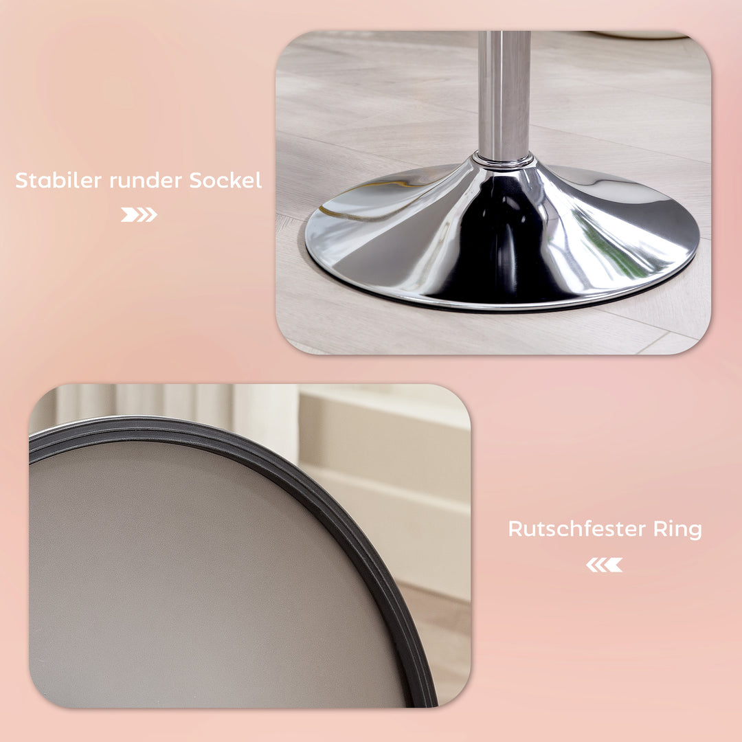 Barstol, polstret barstol med metalstel, corduroy look, højdejusterbar 360° drejelig pink