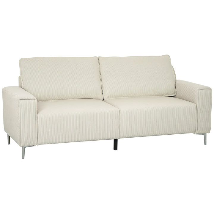 Moderne 3-personers sofa, blød sofa med ryghynder, polstret sofa til stue, soveværelse, hjemmekontor, cremehvid