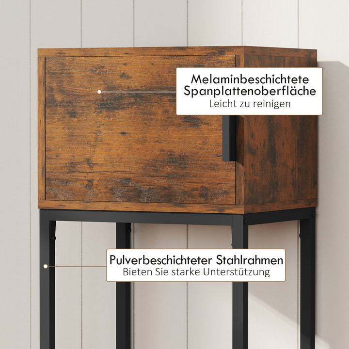 Smalt konsolbord, skab, industrielt design, stue/entre, 40x30x76cm, rustik brun