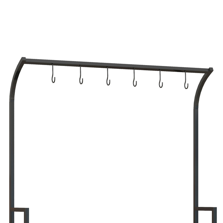 Blomsterstander, 3 etager, 6 kroge, indendørs og udendørs, metalramme, 170H x 110L x 50B cm, sort