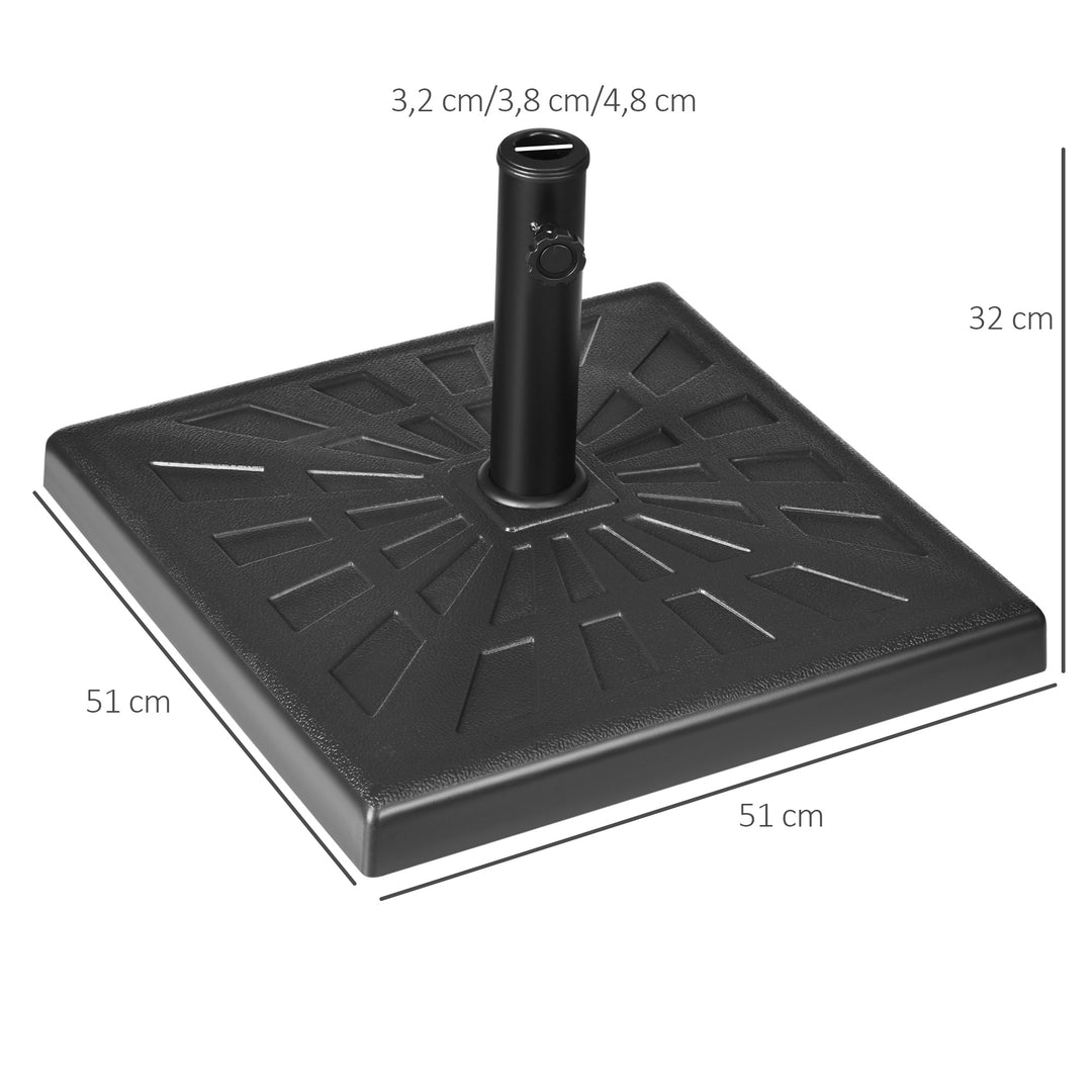 Parasolstativ, parasolholder, parasolfod, vejrbestandig, 51 cm x 51 cm x 32H cm, sort