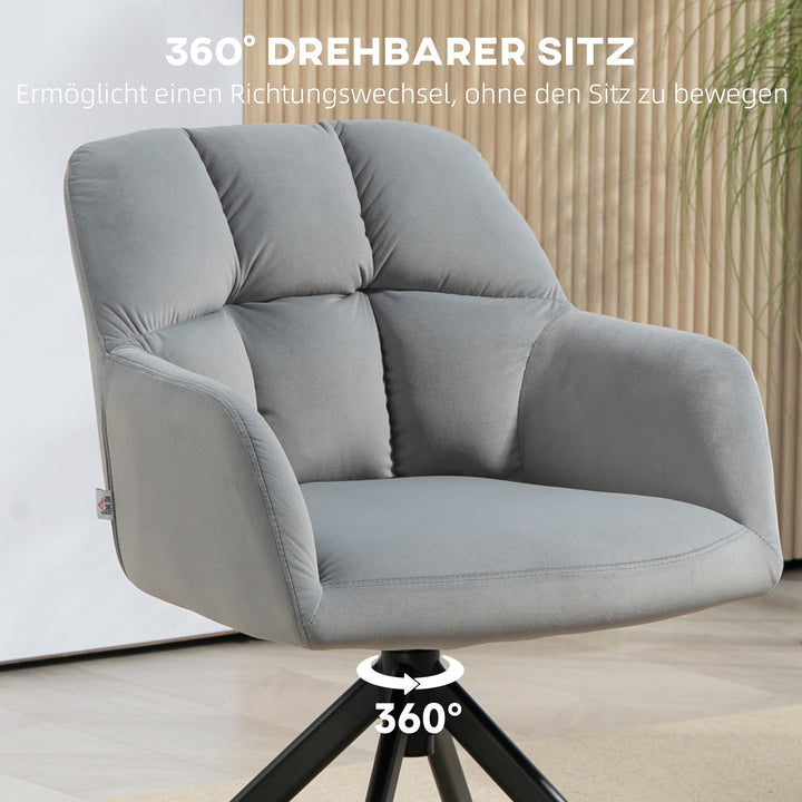 Drejestol, moderne accentstol med metalben til stue, soveværelse, kontor, grå