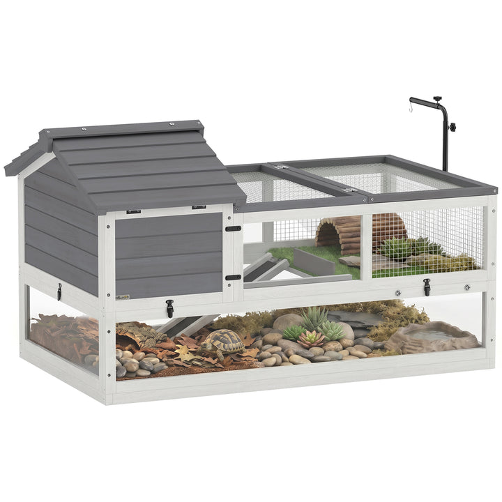 Træskildpaddehus, udendørs terrarium, 116x70,5x69,5 cm, grå
