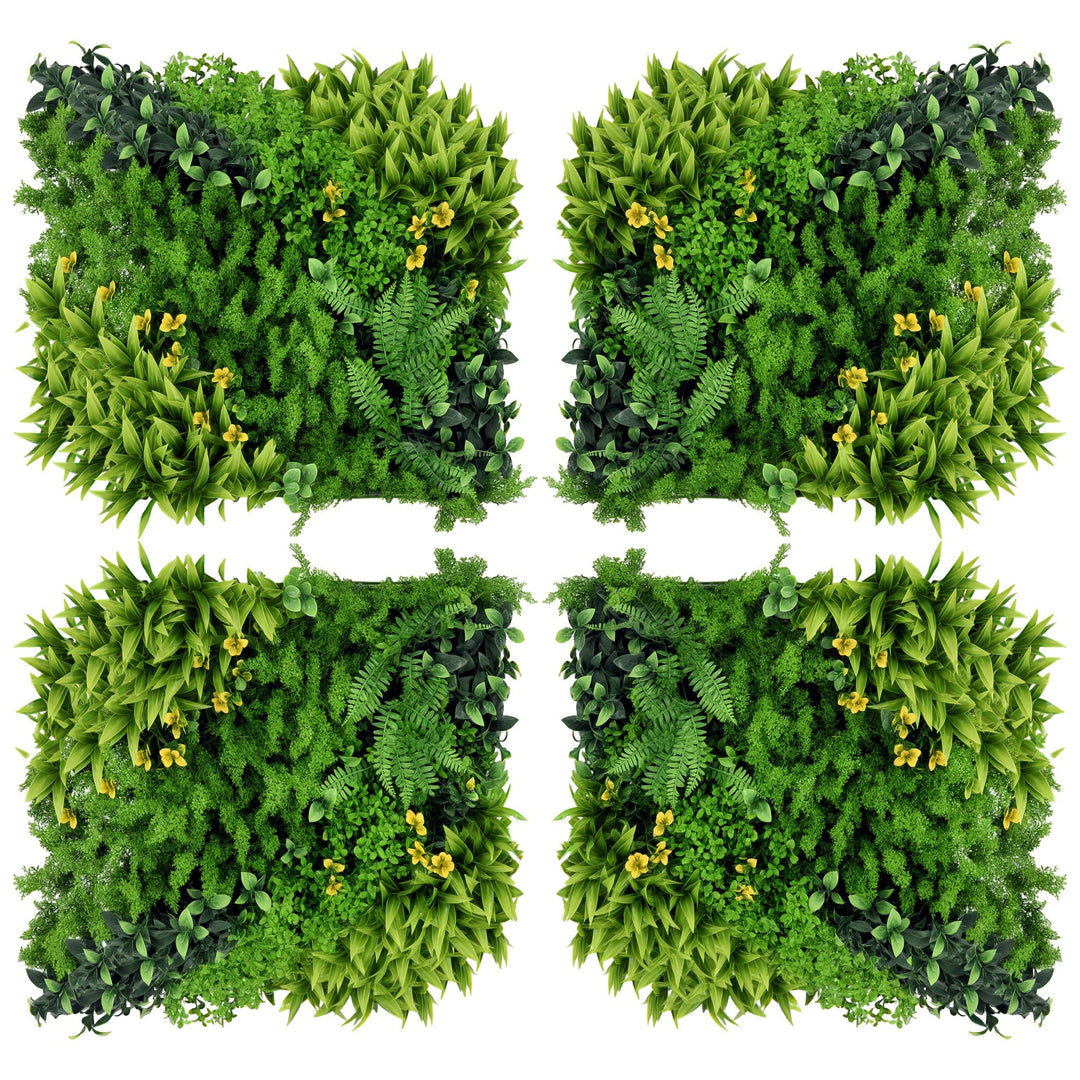 12 kunstige væghække, 50x50 cm, UV-beskyttelse, privatlivsskærm, flerbladet design, hækplante til have og udendørs dekoration