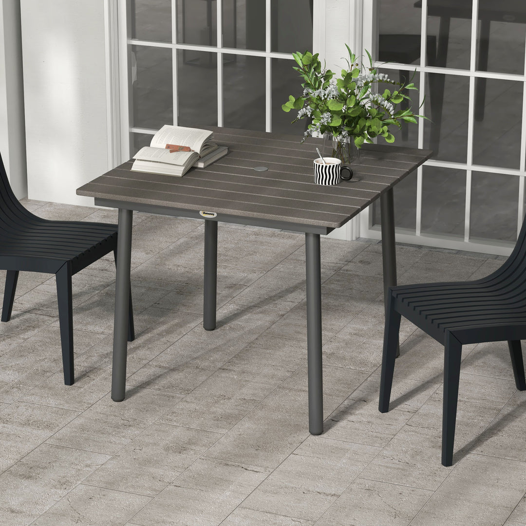 Havebord udendørs spisebord loungebord, vejrbestandig, moderne design, 90 x 90 x 75 cm, mørkegrå