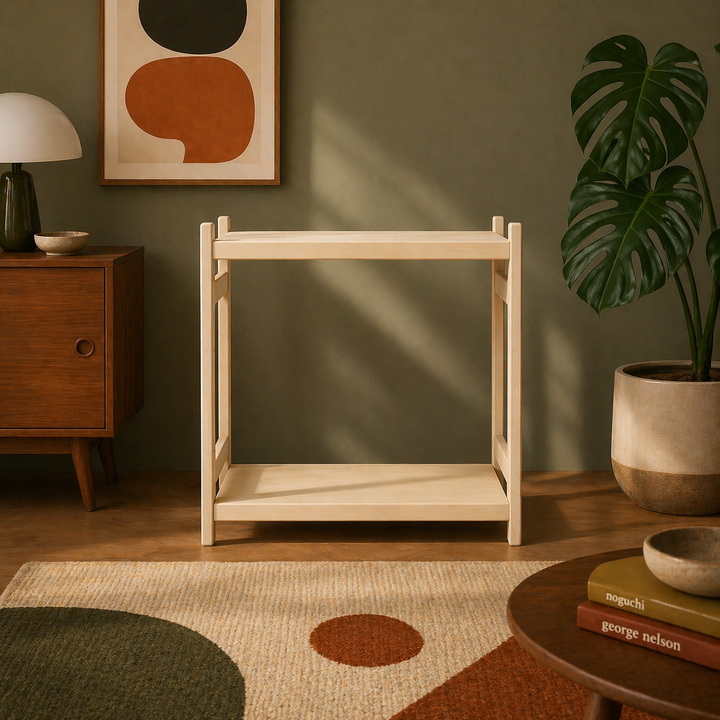 Modulær reol i bøg, 2 hylder, 60 × 80 × 25 cm