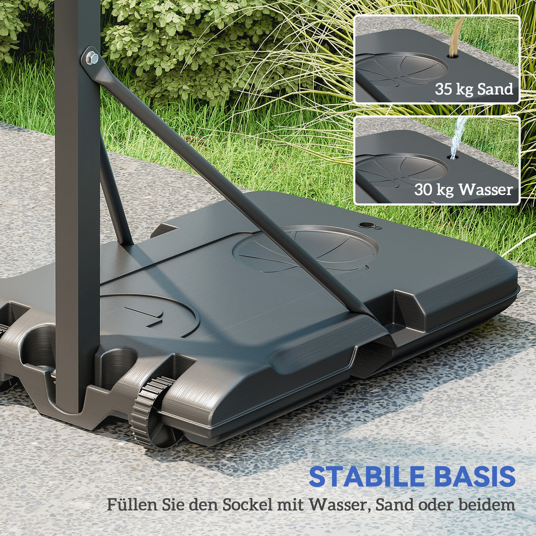 Basketballkurv, 146-236 cm højdejusterbar, basketballstativ, rullebar, stål, plastik, sort