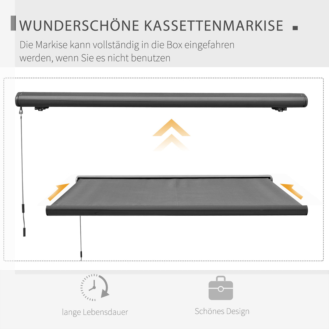 Elektrisk markise, med fjernbetjening, inklusive samlesæt, metalramme, mørkegrå, 3 x 2,5 m