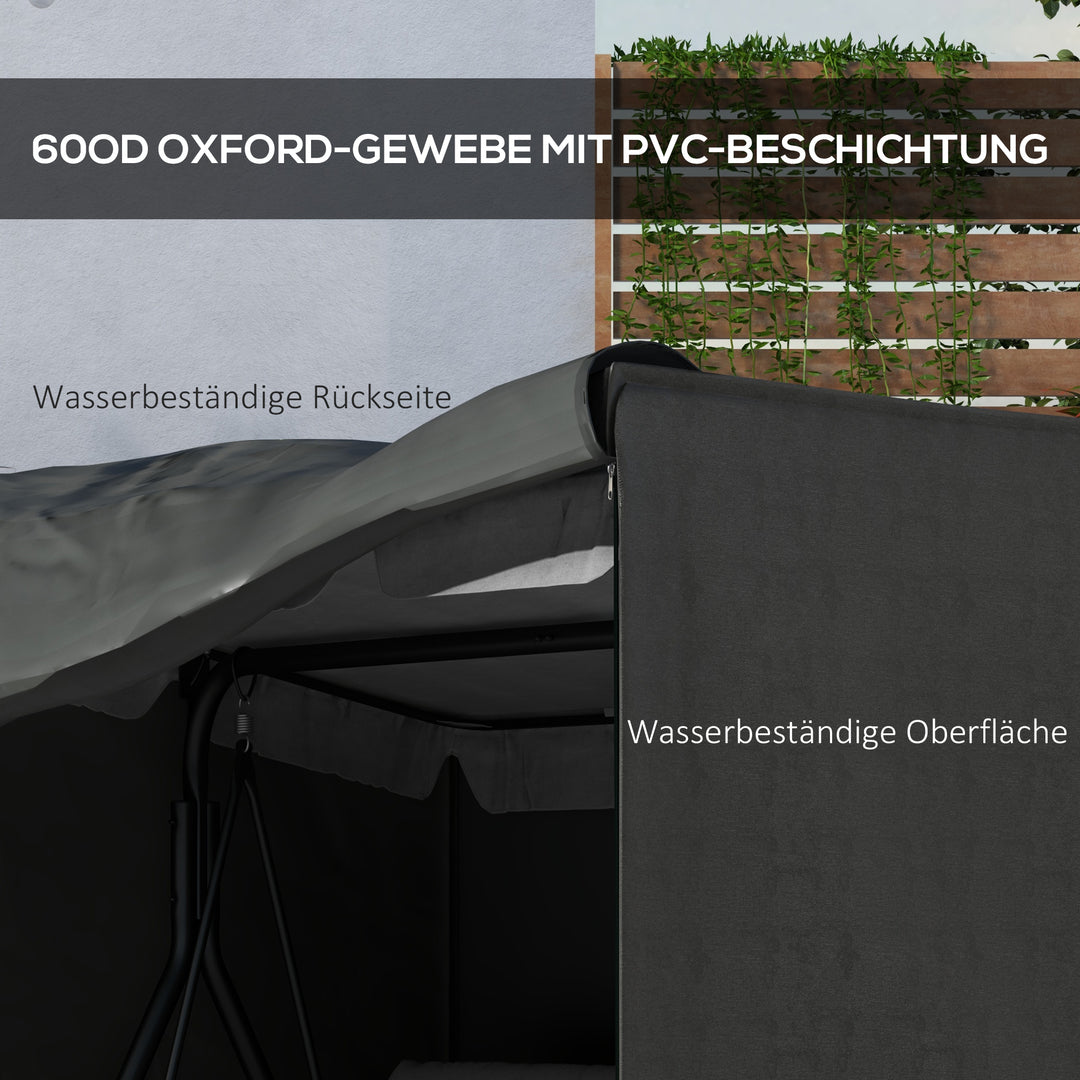 Havegyngeovertræk, beskyttelsesovertræk til verandagynge, vandtæt overtræk, 177 x 114 x 152 cm, grå