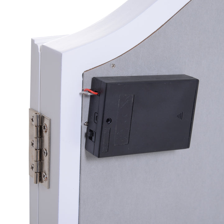 Kosmetikspejl makeupspejl 16 x led-belysning fritstående 180° foldbart batteridrevet hvid 3 spejle 73 x 53,5 x 4,5 cm