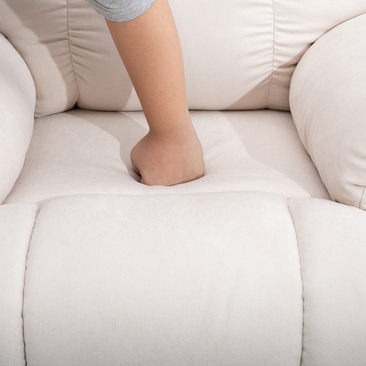 Lænestol med ståstøtte, massagestol, afslappende stol med usb-port, tv-stol med fjernbetjening, sidelomme, lænestol med fløjlslook, beige