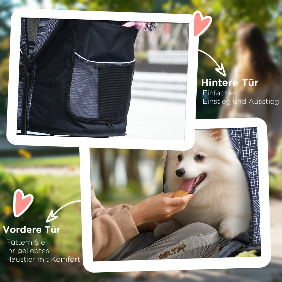 Dog buggy hundevogn op til 10 kg sammenklappelig justerbar baldakin gulvkurv hynde sidelomme 81 cm x 48 cm x 99 cm grå