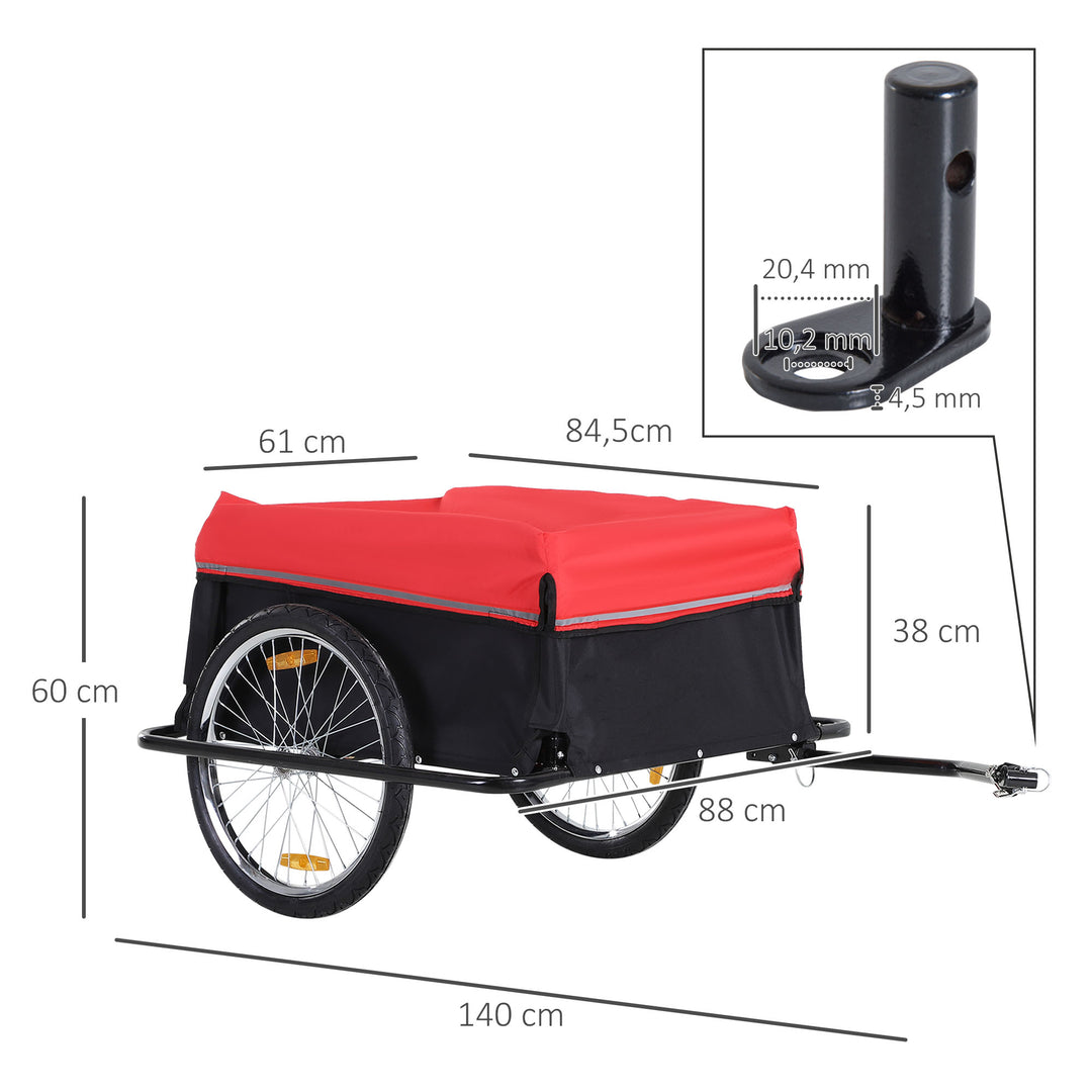 Foldbar cykeltrailer med kobling, transportvogn lasteevne op til 40 kg, transporttrailer til cykelhåndvogn 140 x 88 x 60 cm