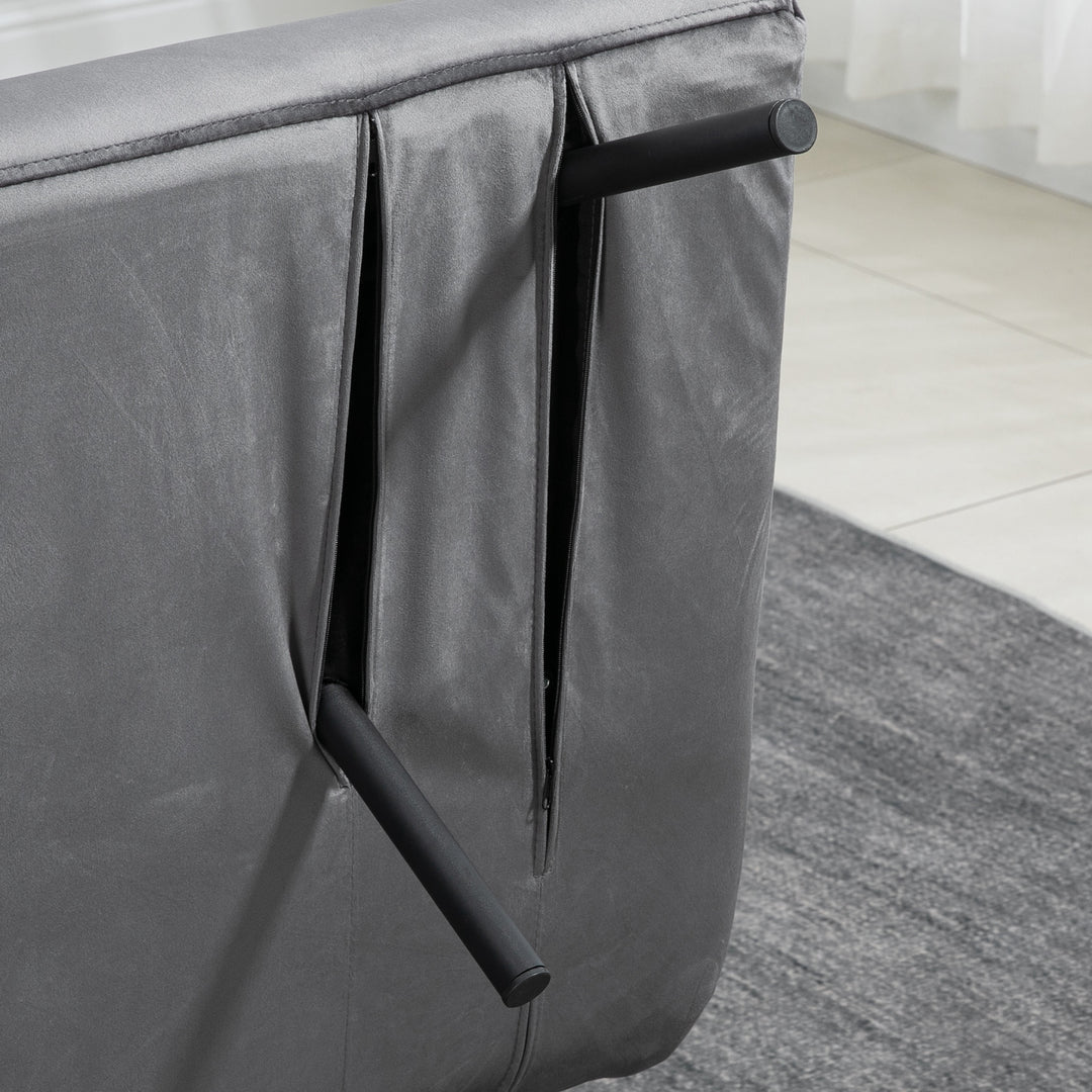 2-Personers sovesofa, fløjlsofa, sovefunktion, inklusive 2 puder, fløjlslook, natur + mørkegrå + sort