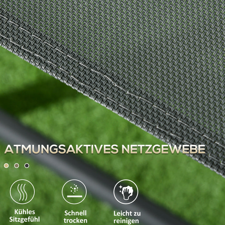 Bistrosæt 3-delt havemøbelsæt af metal, vejrbestandigt med klapbord i glas og havestole, mørkegrå