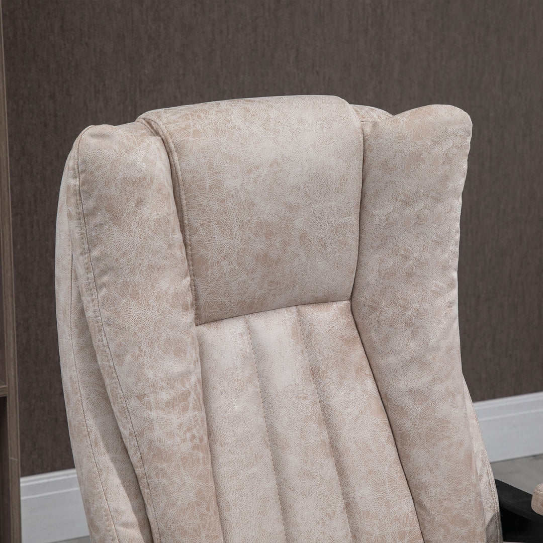 Kontorstol drejestol med hældningsfunktion fodstøtte kontorstol sædehøjdejustering stol skrivebordsstol mikrofiber plast metal nylon beige+sort+sølv 63 x 71 x 110-118 cm