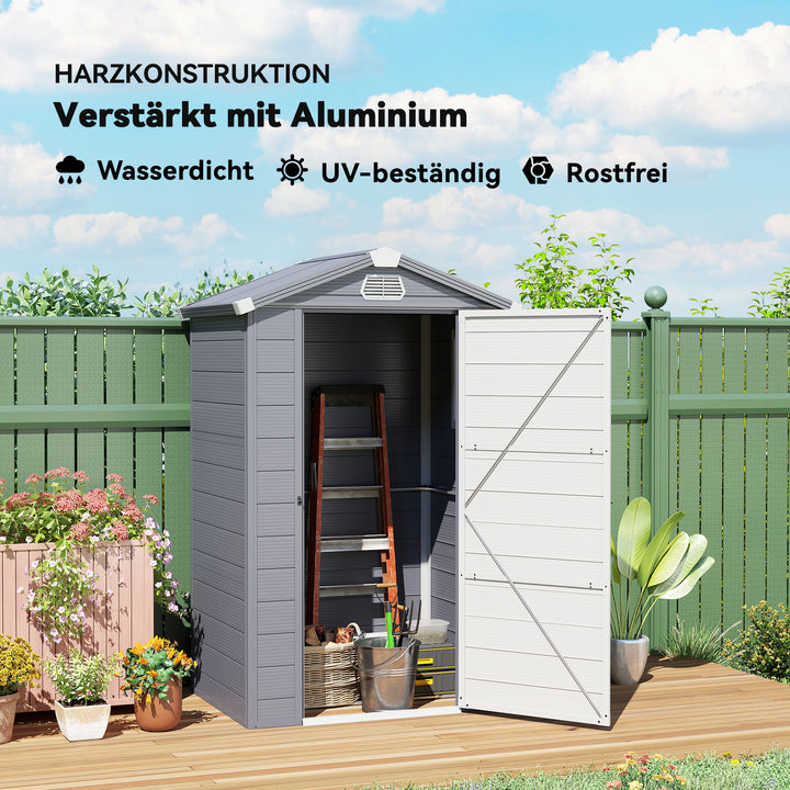Redskabsskur, 1,1 m², haveskur med skråtag, 133 x 102 x 180/208 cm