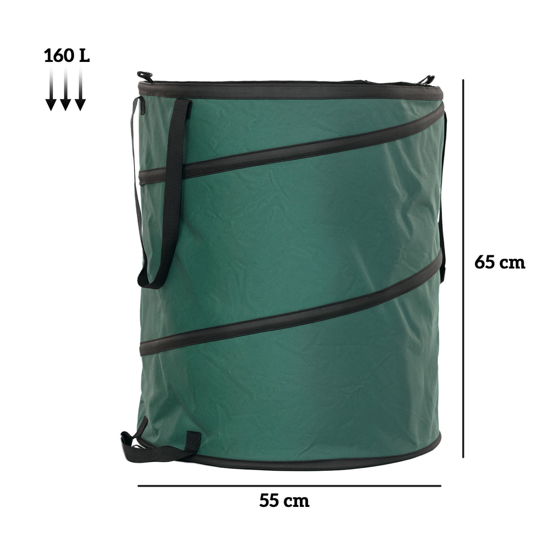 Havepose 2x160l vandtæt haveaffaldspose med bærestropper, håndtag, stabil, robust bladpose, grøn