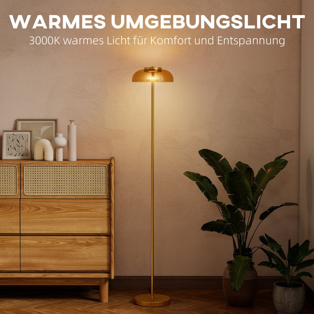 LED-gulvlampe til stuen, gulvlampe med 3000 K varmt lys, fodkontakt, 25 x 25 x 134 cm, messing