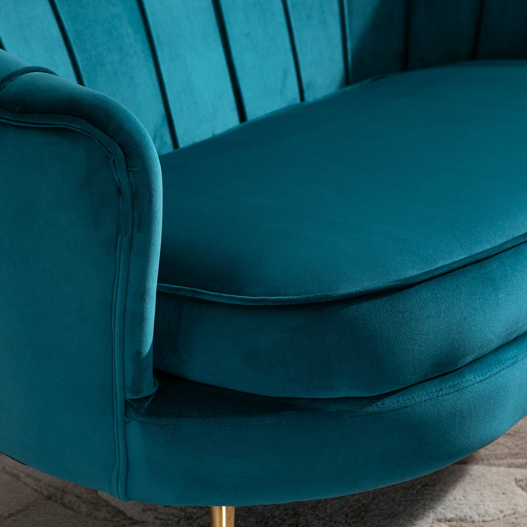 2-Personers sofa, polstret sofa, fløjlslook, dobbeltsofa, lasteevne op til 150 kg, 130 x 77 x 77 cm, mørkegrøn