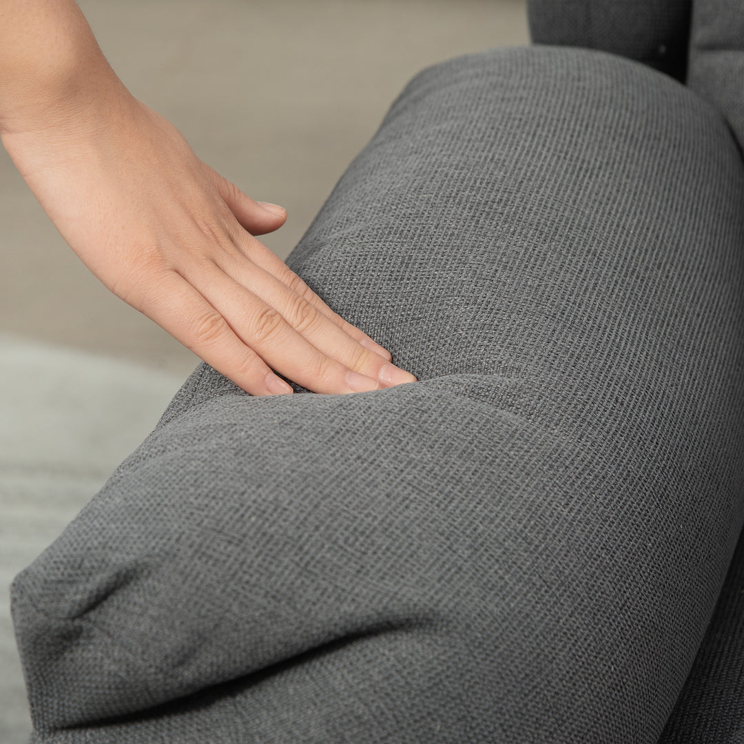 Lænestol, justerbar polstret lænestol med fodstøtte, 160° hvilefunktion, hørlook, hurtig samling, mørkegrå