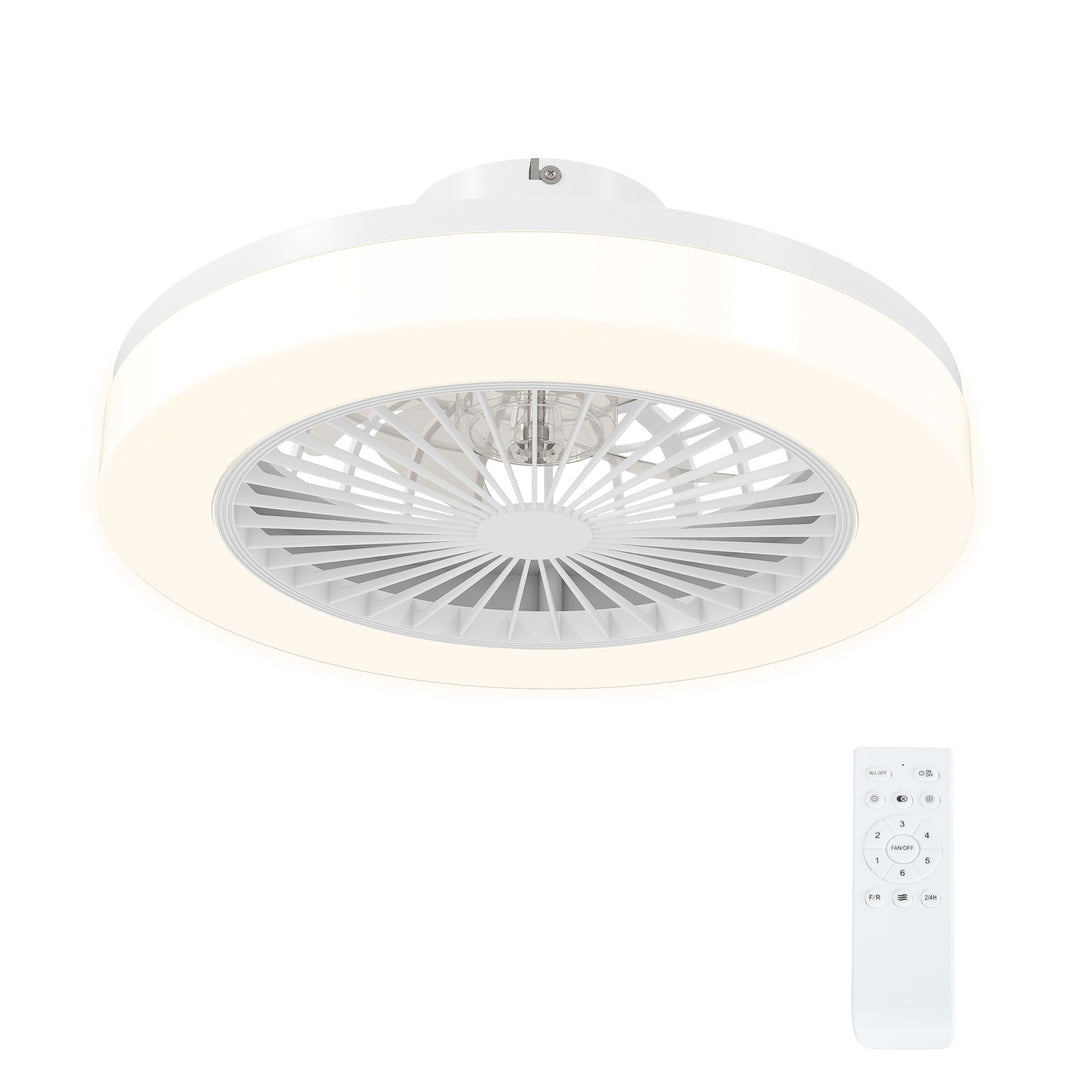 Loftventilator med LED-lys, 6 hastigheder, fjernbetjening, hvid