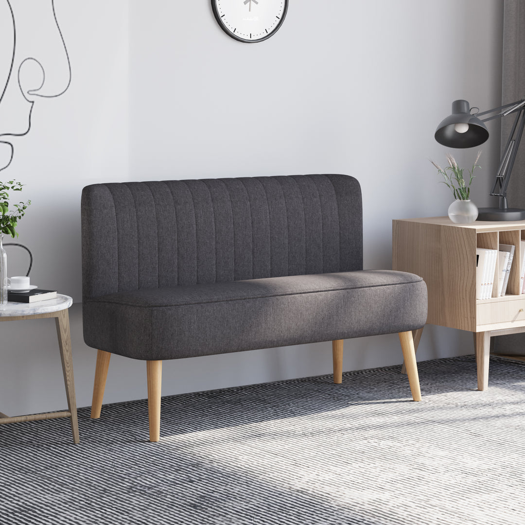 2-personers sofa, blød polstring, letplejeligt betræk, op til 220 kg, 117 x 56,5 x 77 cm, mørkegrå
