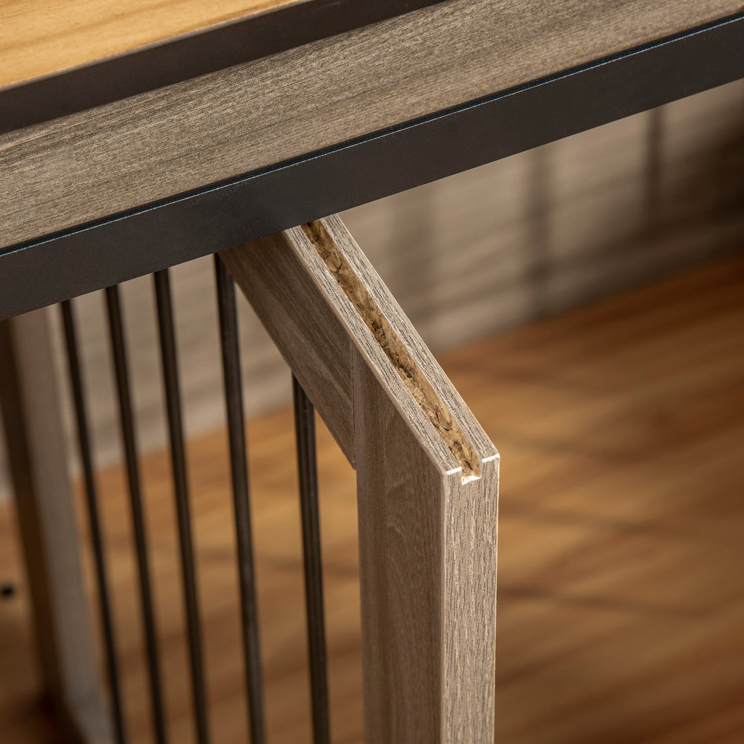 Hundebur med 2 døre, transportkasse til hunde, rustikt design, låsbar, brun