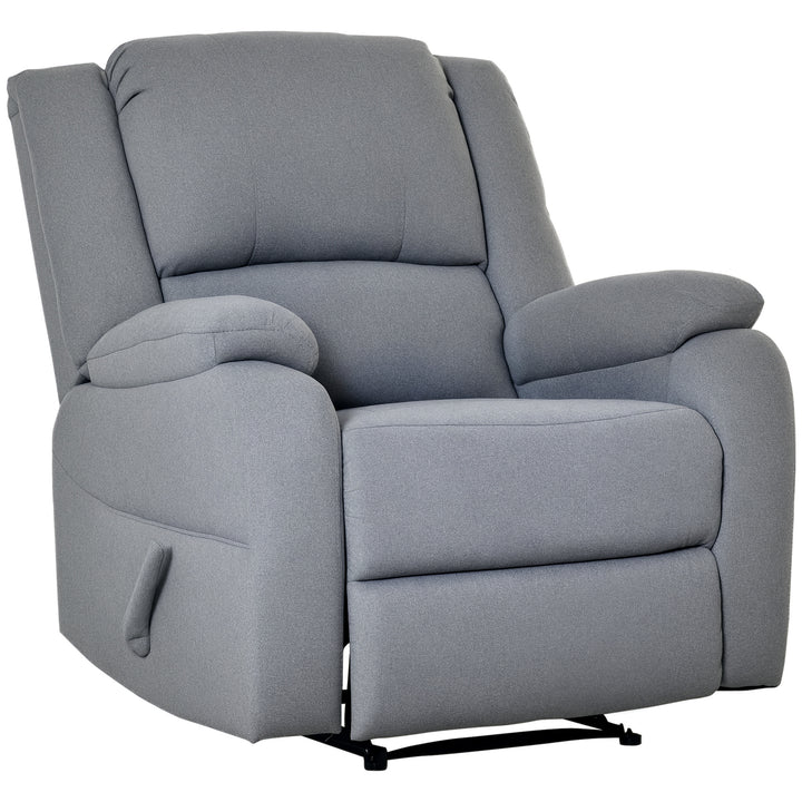 Manuel tv-lænestol med lænefunktion, linnedlook, tv-stol med sidehåndtag, fodstøtte, lasteevne op til 150 kg, til stue, lysegrå