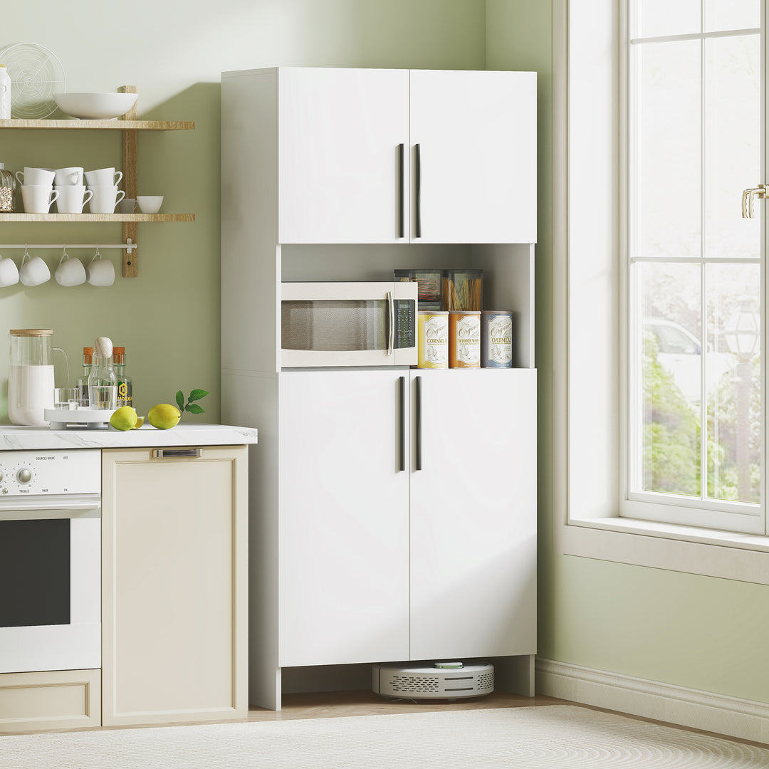 Køkkenskab, opbevaringsskab til køkken, stue, spisestue, skabe, hylder, mikrobølgeovnshylde, spånplade, hvid