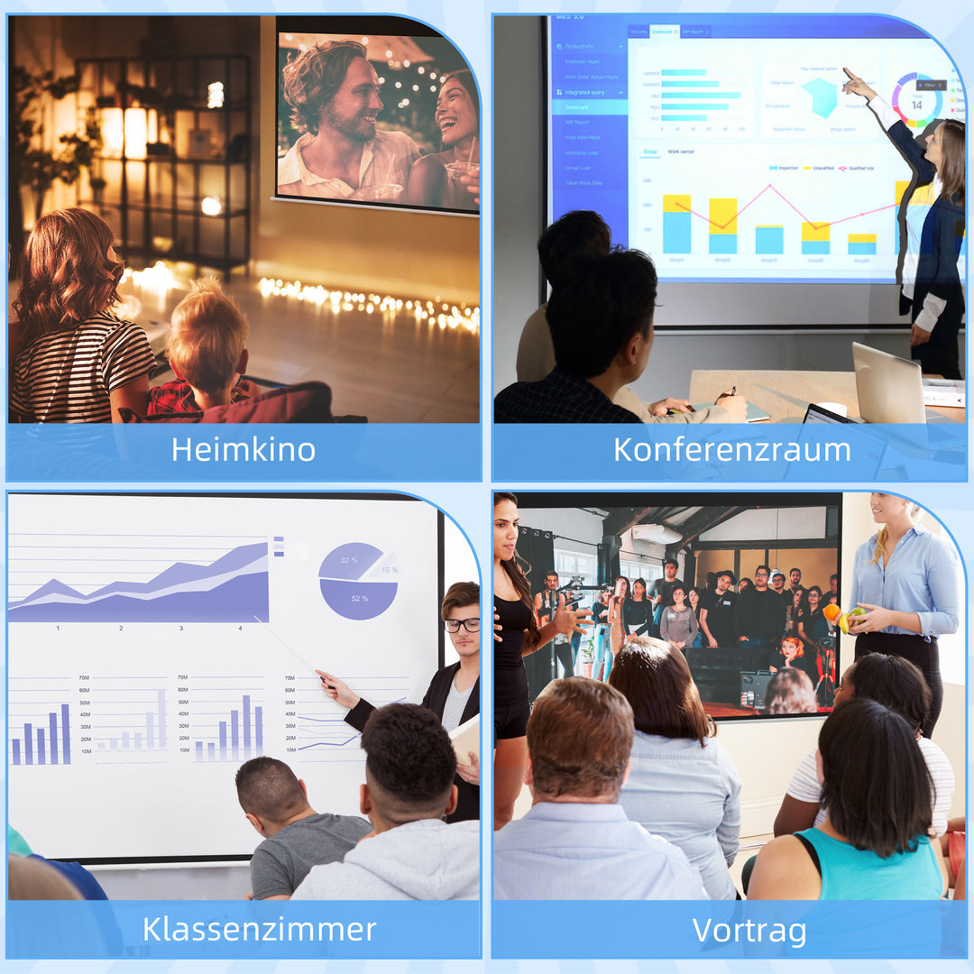 Projektorlærred, 16:9, 84 tommer, fjernbetjening, motor